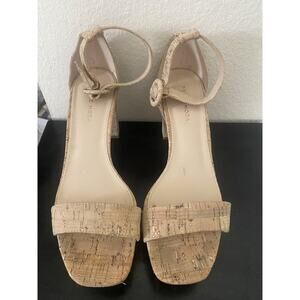 Pelle Moda Womens Cork Wedge Sandals Ankle Strap Open Toe Size 8.5M